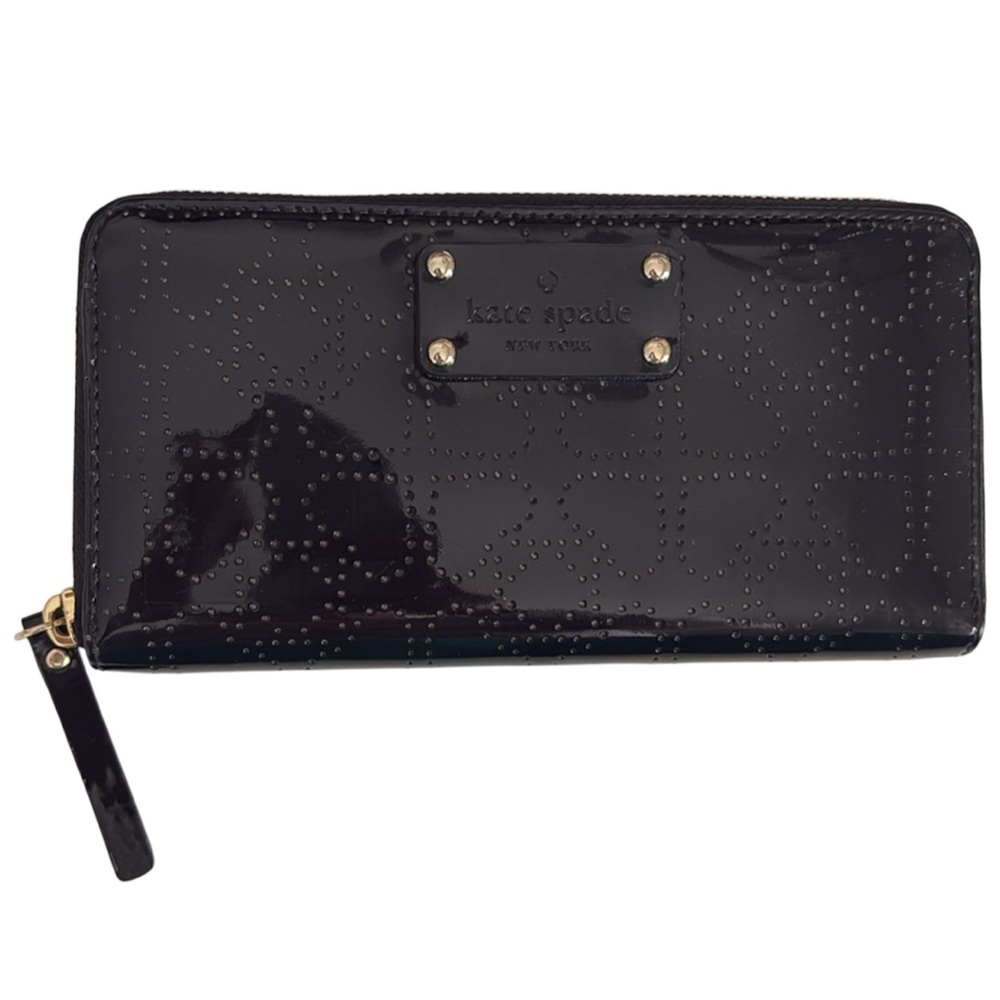 Kate Spade Jazzy Metro Black Patent Perforated Wristlet Wallet